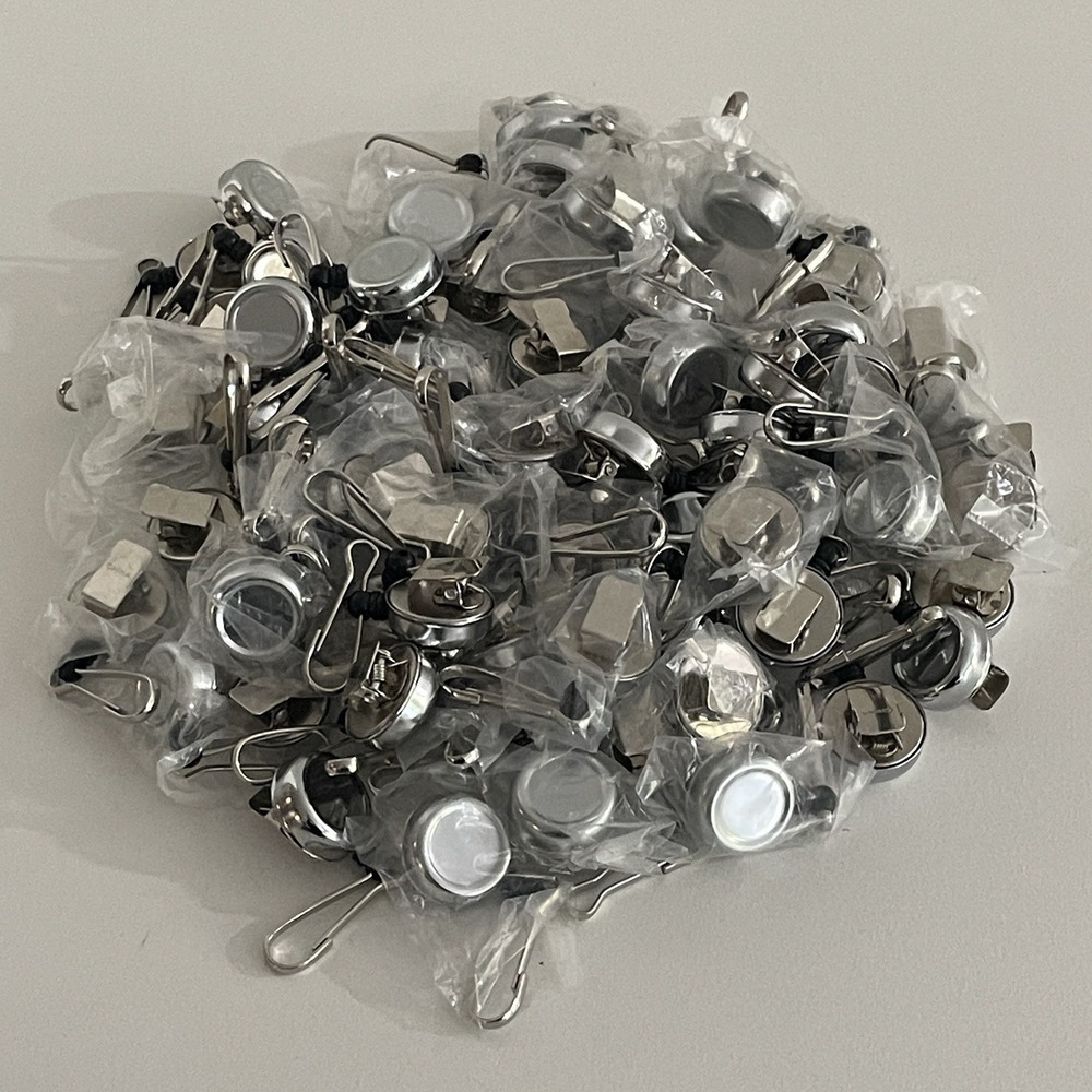 Mini Retractable Badge Reel Key Chain Pull‎ Clip ID Holder 1" Silver LOT of 73